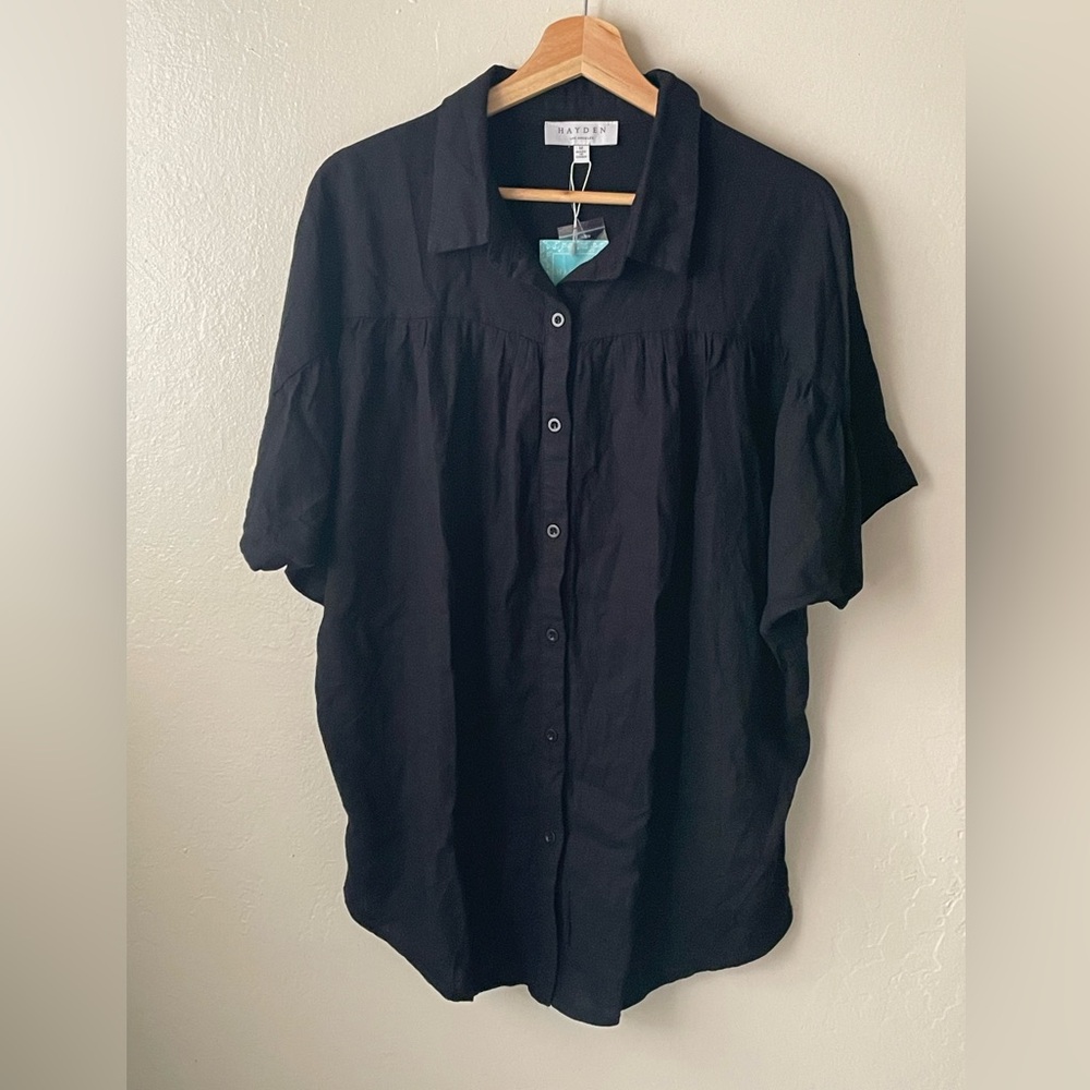 Hayden linen blend Dolman Sleeve button up shirt